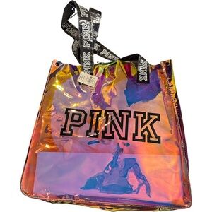 NWT Victori’s Secret Pink Jelly IRIDESCENT TOTE Shiny